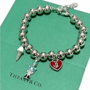 ✨ Tiffany & Co. Bead Charm Bracelet Ice Cream Nutcracker Heart Lock